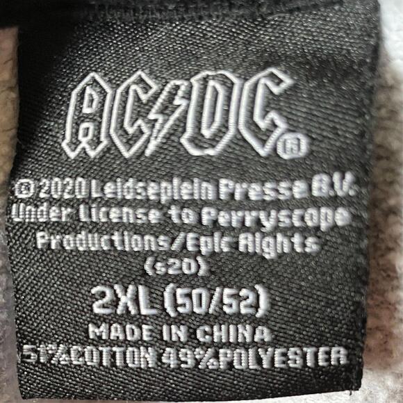 ACDC Hoodie Adult 2XL Tie Gray Dye High Voltage Rock Music Band Angus Young - Picture 6 of 6